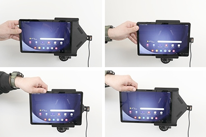 Brodit Aktivhalterung mit USB-Kabel und Zigarettenanzünder-Adapter, Samsung Galaxy Tab A9+ 11 SM-X210/SM-X215 LTE/SM-X216 5G