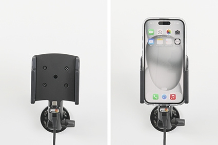 Brodit Mobilhülle mit Aktivhalterung und Autoladegerät, Apple iPhone 15