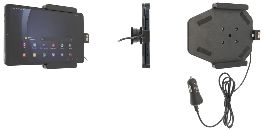 Brodit Aktivhalterung mit USB-Kabel und Zigarettenanzünder-Adapter, Samsung Galaxy Tab A9 SM-X110/SM-X115