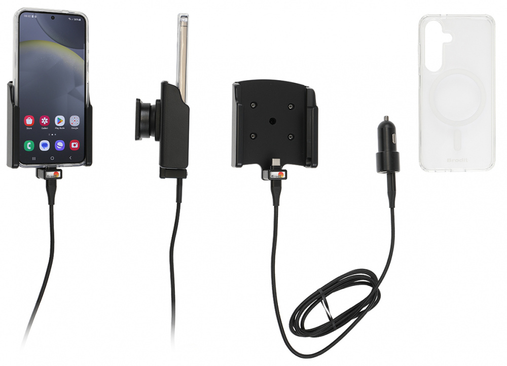 Brodit Mobilhülle mit Aktivhalterung und Autoladegerät, Samsung Galaxy S24 SM-S921B/DS