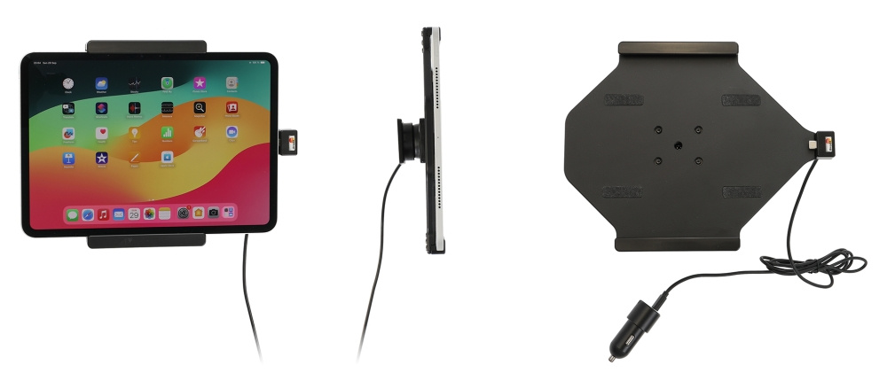 Brodit Aktivhalterung mit USB-Kabel und Zigarettenanzünder-Adapter, Apple iPad Pro 11 2024 (A2836, A2837, A3006)