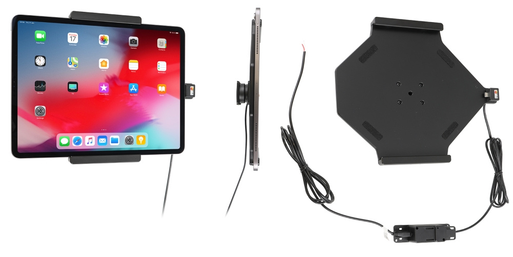 Brodit Aktivhalterung für feste Installation, Apple iPad Air 13 2024  (A2898, A2899, A2900)/Air 13 2025 M3 (A3268, A3268, A2371)/Pro 12,9 2018 (A1876, A1895, A1983, A2014)/Pro 12.9 2020 (A2069, A2232, A2229)/Pro 12.9 5th Gen 2021 (A2378, A2379, A2461)/Pro