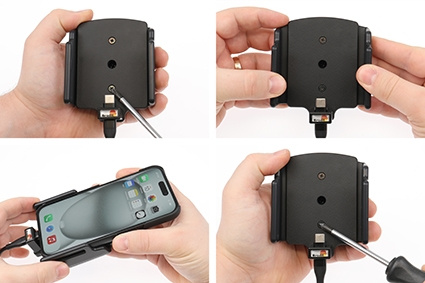 Brodit Aktivhalterung für feste Installation, Apple iPhone 15/15 Pro/16/16 Pro/16e