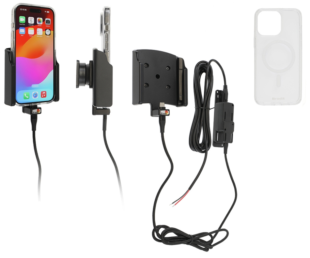Brodit Handyhülle mit Aktivhalterung für feste Installation, Apple iPhone 15 Pro