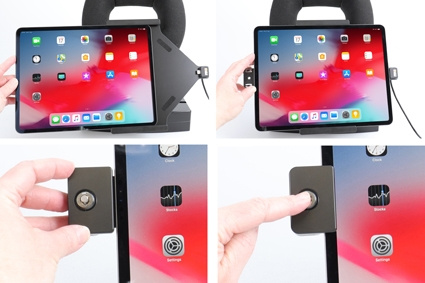 Brodit Halter mit Schlüsselschloss, Apple iPad Air 13 2024  (A2898, A2899, A2900)/Air 13 2025 M3 (A3268, A3268, A2371)/Pro 12,9 2018 (A1876, A1895, A1983, A2014)/Pro 12.9 2020 (A2069, A2232, A2229)/Pro 13 (A2925, A2926, A3007)