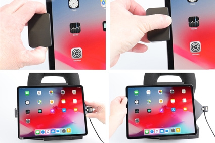 Brodit Halter mit Federverriegelung, Apple iPad Air 13 2024  (A2898, A2899, A2900)/Air 13 2025 M3 (A3268, A3268, A2371)/Pro 12,9 2018 (A1876, A1895, A1983, A2014)/Pro 12.9 2020 (A2069, A2232, A2229)/Pro 13 (A2925, A2926, A3007)