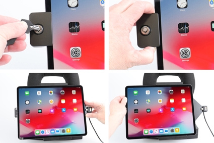 Brodit Halterung mit Schlüsselschloss, Apple iPad Air 13 2024  (A2898, A2899, A2900)/Air 13 2025 M3 (A3268, A3268, A2371)/Pro 12,9 2018 (A1876, A1895, A1983, A2014)/Pro 12.9 2020 (A2069, A2232, A2229)/Pro 12.9 5th Gen 2021 (A2378, A2379, A2461)/Pro 12.9 6