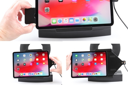 Brodit Halterung mit Federschloss, Apple iPad Air 11 (A2902, A2903, A2904)/Air 11 2025 M3 (A3266, A3267, A2370)/Air 4th Gen (A2072, A2316, A2324, A2325)/Air 5th Gen (A2588, A2589, A2591)/Pro 11 2018 (A1980, A2013, A1934, A1979)/Pro 11 2020 2nd Generation 