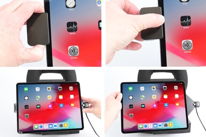 Brodit Halterung mit Federschloss, Apple iPad Air 13 2024  (A2898, A2899, A2900)/Air 13 2025 M3 (A3268, A3268, A2371)/Pro 12,9 2018 (A1876, A1895, A1983, A2014)/Pro 12.9 2020 (A2069, A2232, A2229)/Pro 12.9 5th Gen 2021 (A2378, A2379, A2461)/Pro 12.9 6th G