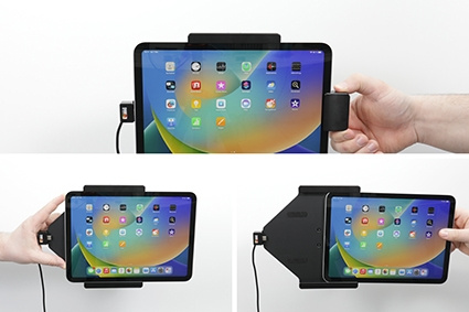 Brodit Halterung mit Federschloss, Apple iPad 10th Gen (A2696, A2757, A2777)/2025 A16 (A3354, A3355, A3356)