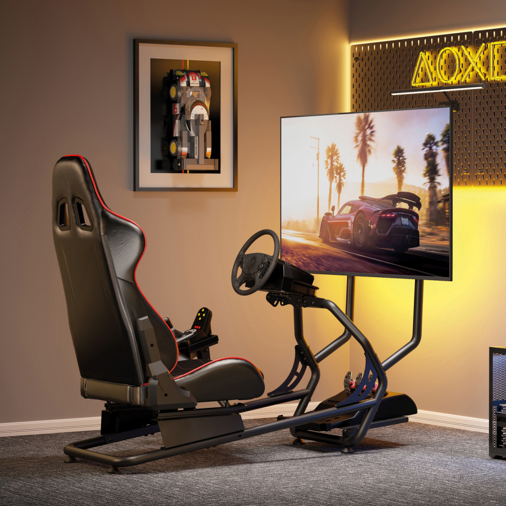 LogiLink Racing Cockpit, Rennsitz mit Monitorhalterung 32-50