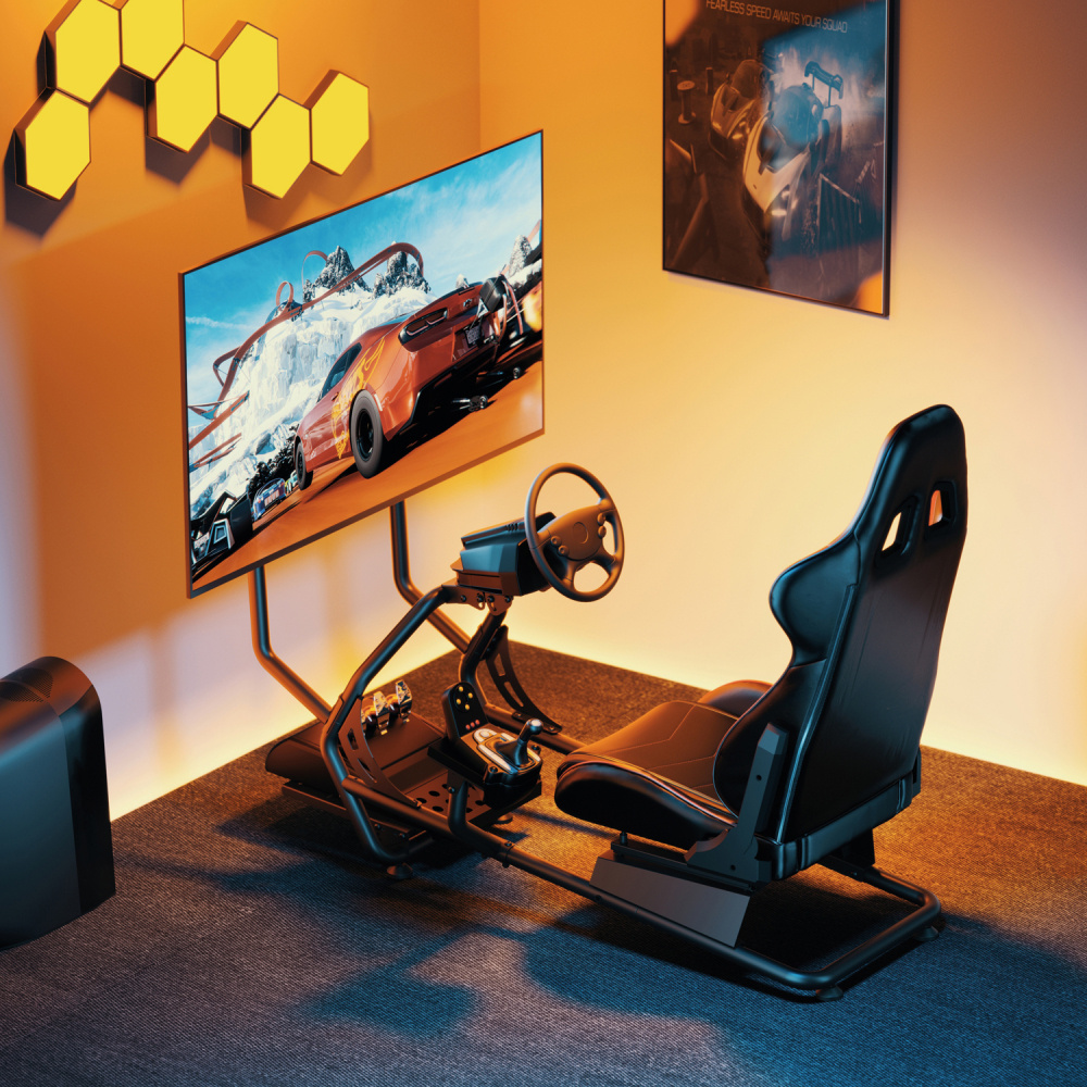 LogiLink Racing Cockpit, Rennsitz mit Monitorhalterung 32-50