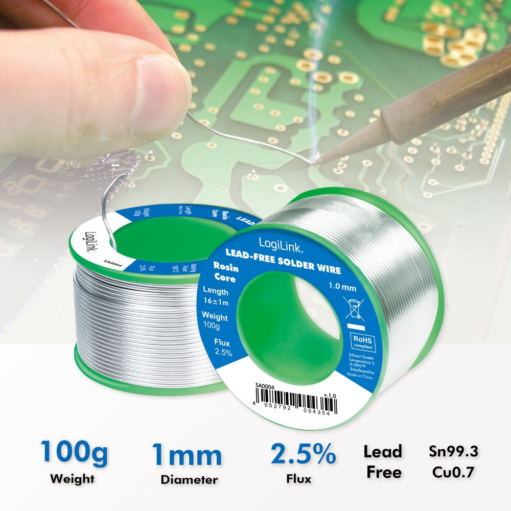 LogiLink bleifreies Lötzinn, 1.00mm 100g