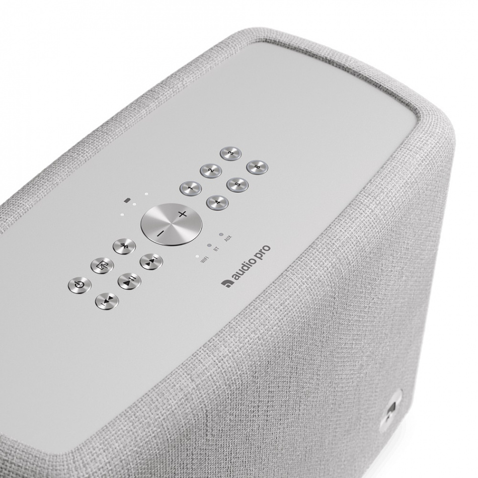 Audio Pro A15 W tragbarer WLAN-Lautsprecher, hellgrau