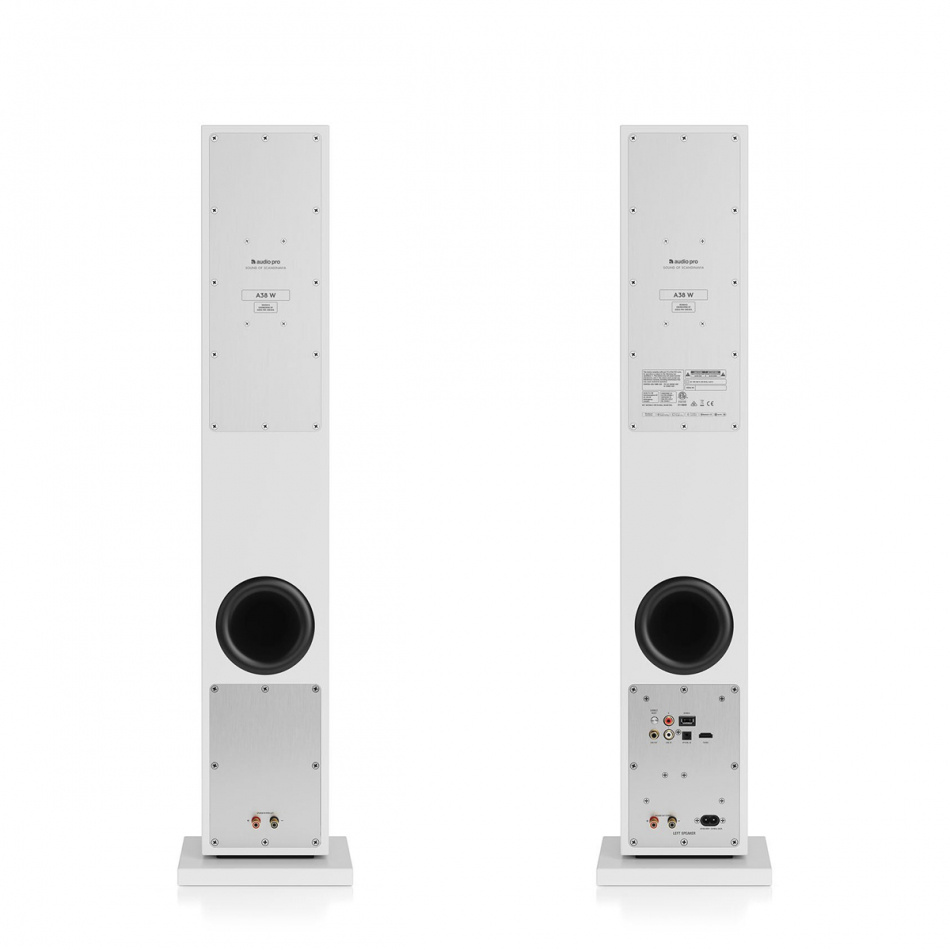 Audio Pro A38 W aktive Standlautsprecher mit Wi-Fi, weiß