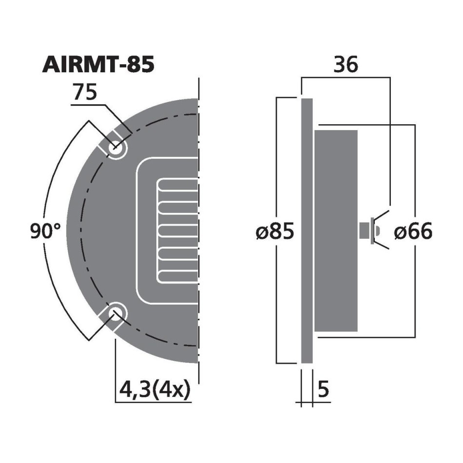 Monacor AIRMT-85, AMT-Bändchenhochtöner, 4 Ohm