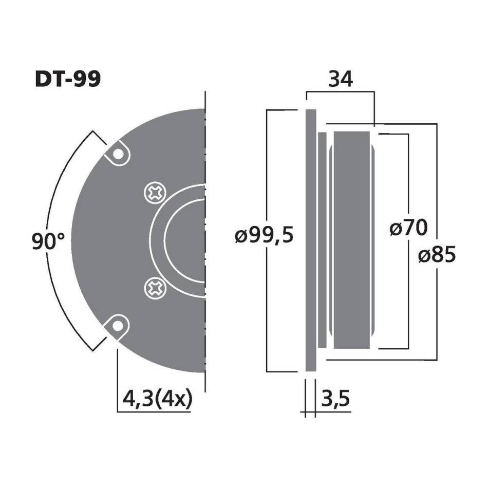 Monacor DT-99, Seidenkalotten-Hochtöner, 8 Ohm