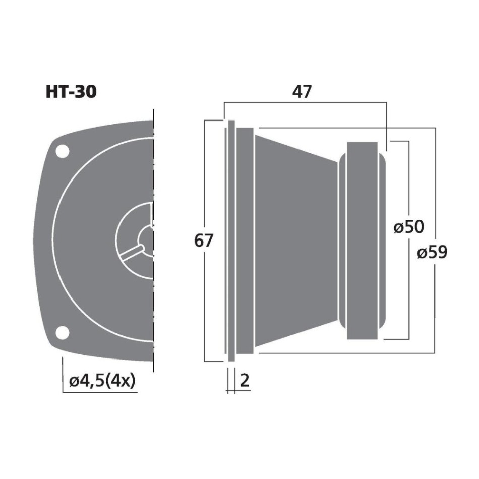 Monacor HT-30, kompakter Hornhochtöner, 8 Ohm