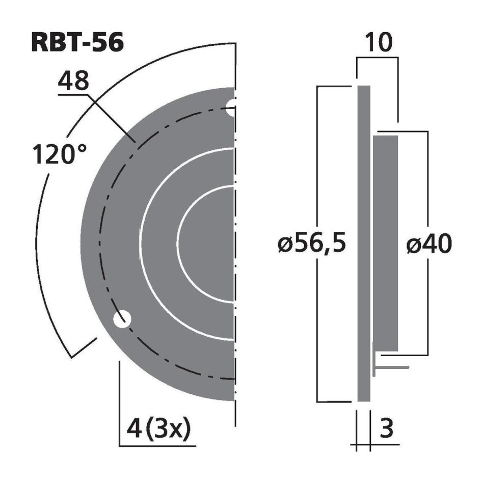 Monacor RBT-56, kompakter Bändchenhochtöner, 4 Ohm