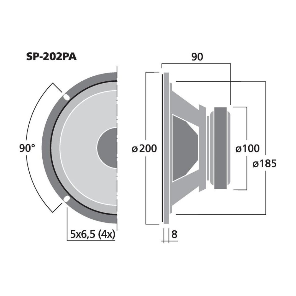 Monacor SP-202PA, 8-Zoll-Tiefmitteltöner, 8 Ohm