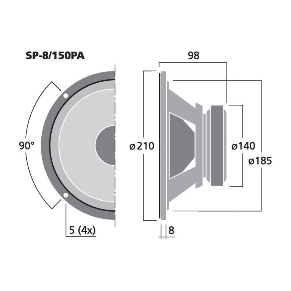 Monacor SP-8/150PA, 8-Zoll-PA-Tiefmitteltöner/Mitteltöner, 8 Ohm
