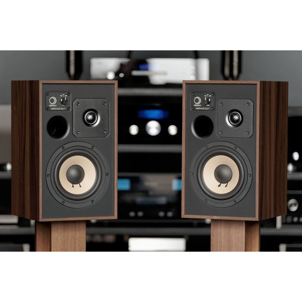 Elipson Heritage XLS7 retro-inspirierte Regallautsprecher, Walnuss, Paar