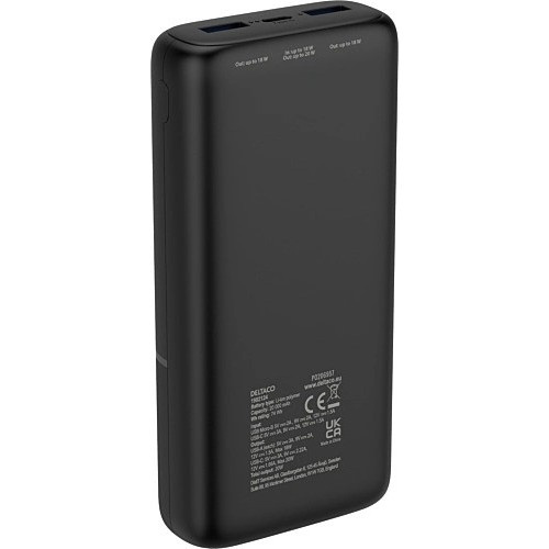 Deltaco PB-C1008 Powerbank mit 20 000 mAh, 20 W PD, schwarz