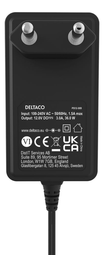 Deltaco PS12-30B Netzteil 12 V DC/3 A, schwarz