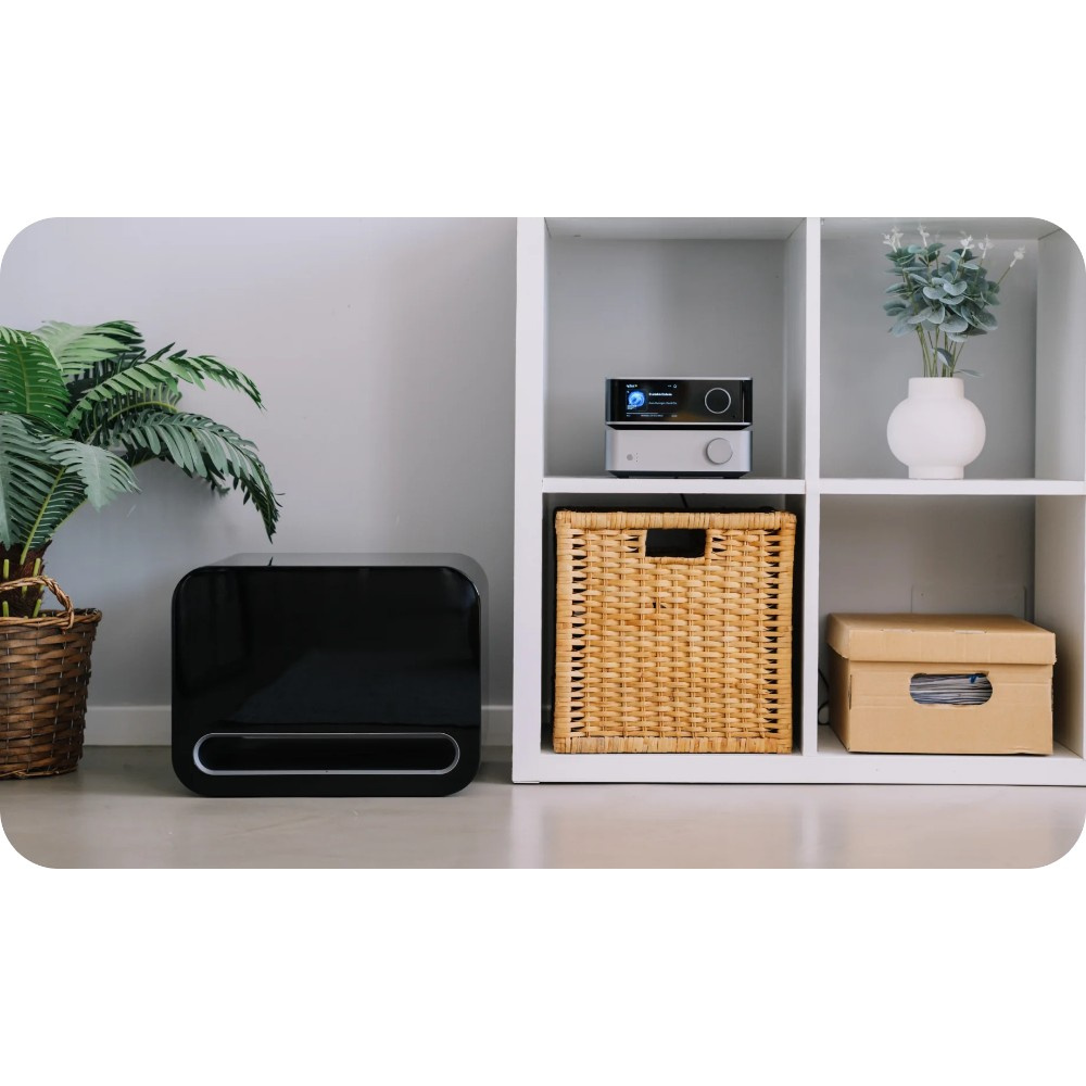 WiiM Sub Pro kompakter kabelloser Subwoofer, schwarz