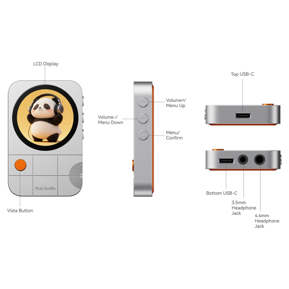 Fosi Audio MD3 tragbarer magnetischer DAC/Kopfhörerverstärker, Silber