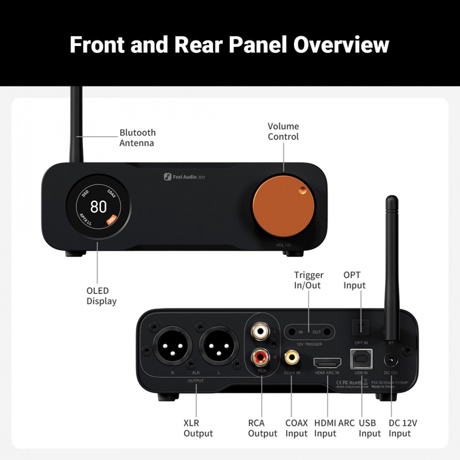 Fosi Audio ZD3 DAC mit Bluetooth & HDMI ARC