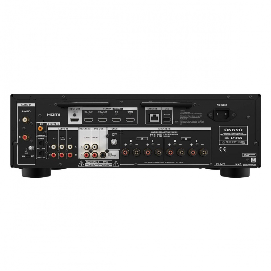 Onkyo TX-8470 Stereoverstärker mit Netzwerk, HDMI & mehr, schwarz