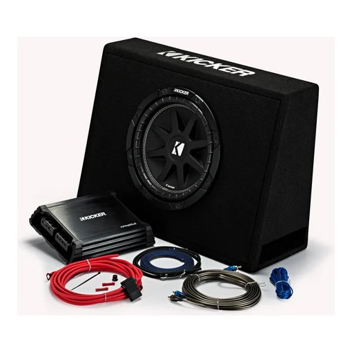Kicker KickPack KKP210, Basspaket mit flachem 10-Zoll-Gehäuse, Endstufe und Kabeln