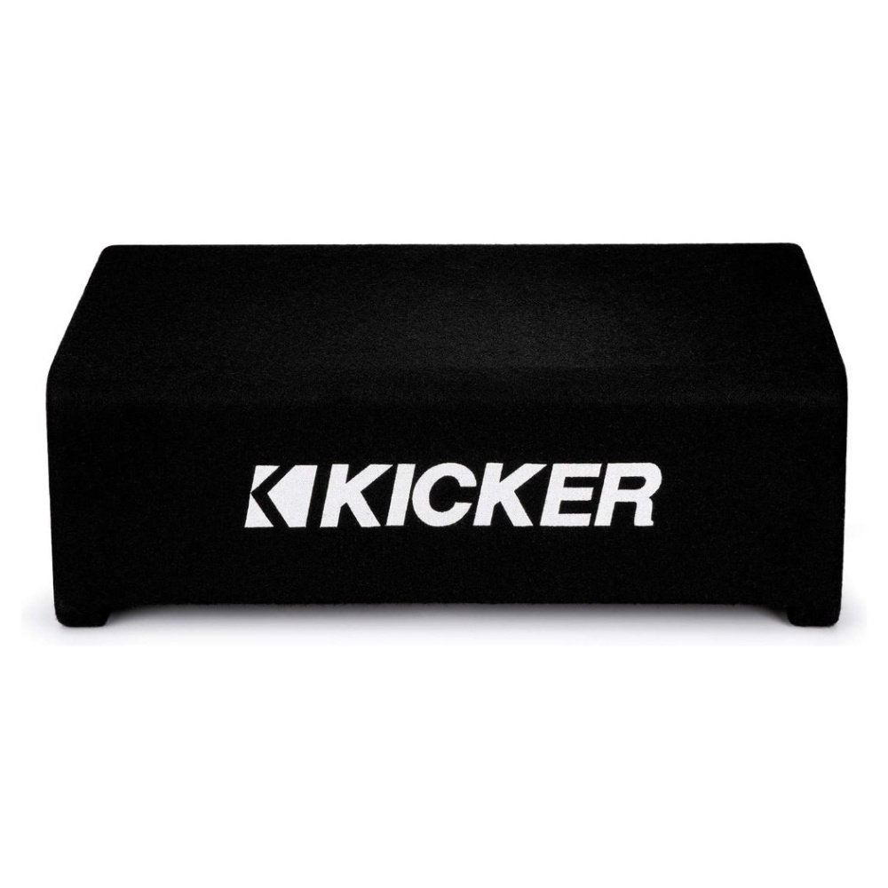 Kicker KickPack KKPDF212, Basspaket mit geschlossenem, nach unten abstrahlendem 12-Zoll-Subwoofergehäuse, Verstärker und Verkabelung
