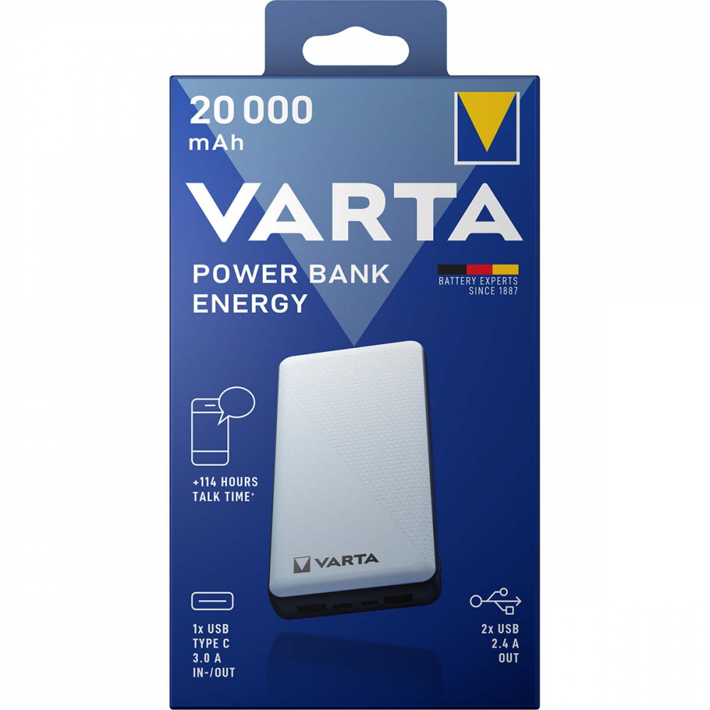 Varta Powerbank 20.000 mAh, USB-A- & USB-C-Ausgang