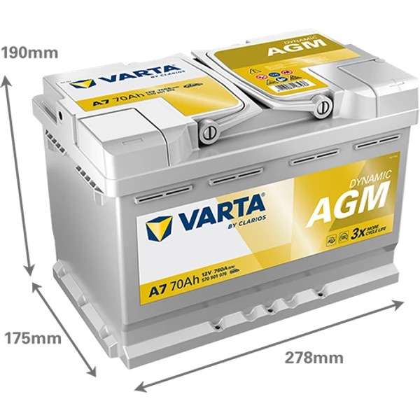 Varta Dynamic AGM 760A 70Ah, Starterbatterie