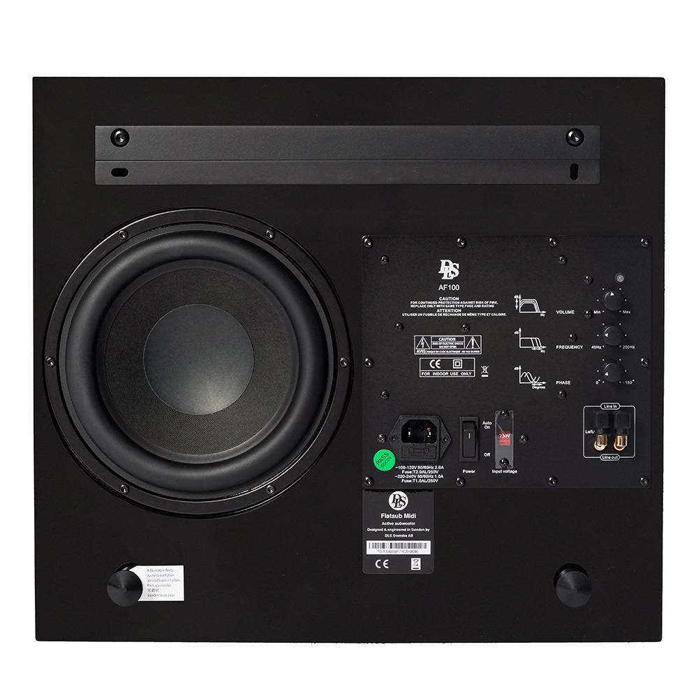 DLS Flatsub Midi wandmontierbarer Aktiv-Subwoofer, Mattschwarz
