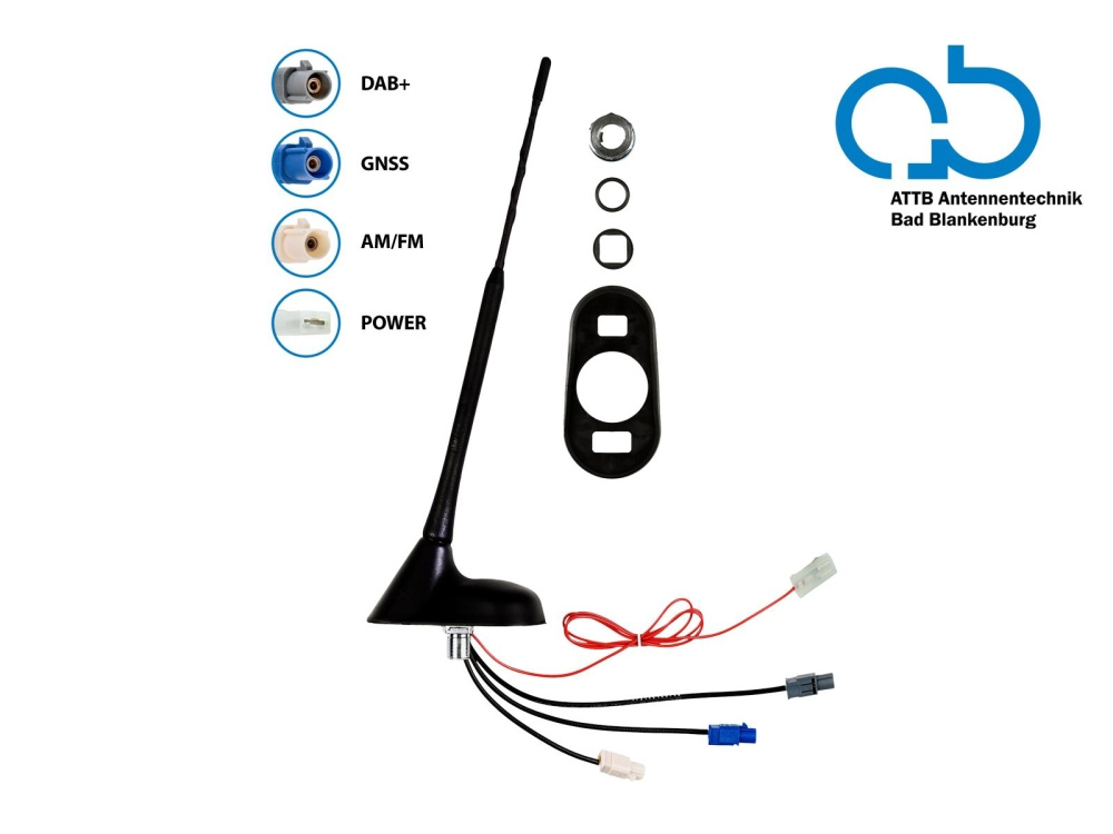 Dachantenne AM/FM DAB+ GNSS aktiv 12V