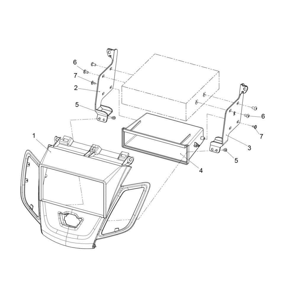 Montagerahmen 2-DIN Ford Fiesta, silber