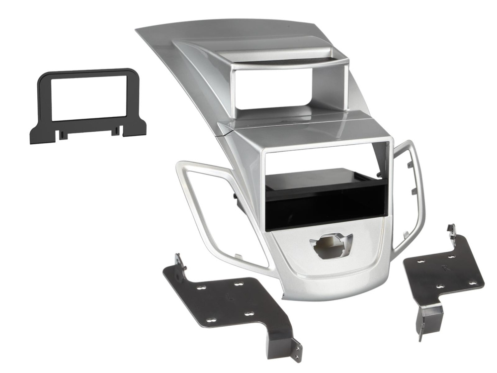 Montagerahmen 2-DIN mit Ablagefach Ford Fiesta, silber