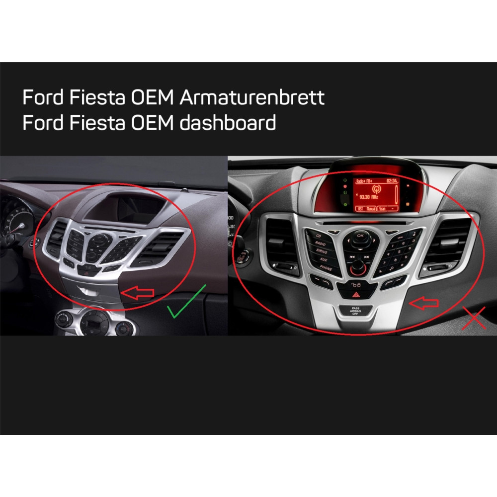 Einbaurahmen 2-DIN Ford Fiesta, schwarz