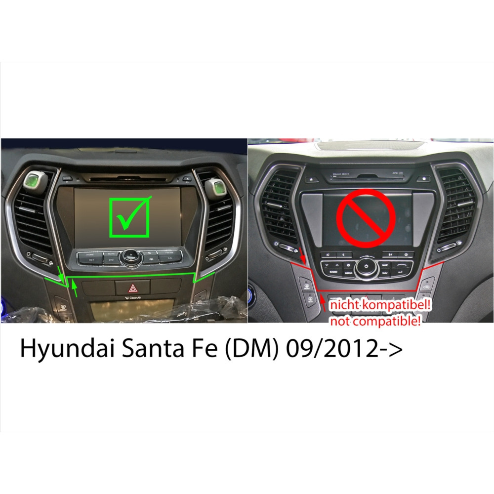 Einbaurahmen 2-DIN Hyundai Santa Fe 2013- schwarz