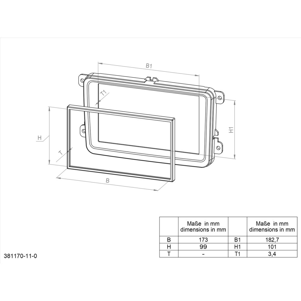Einbaurahmen 1-DIN/2-DIN CX9 2007-2009