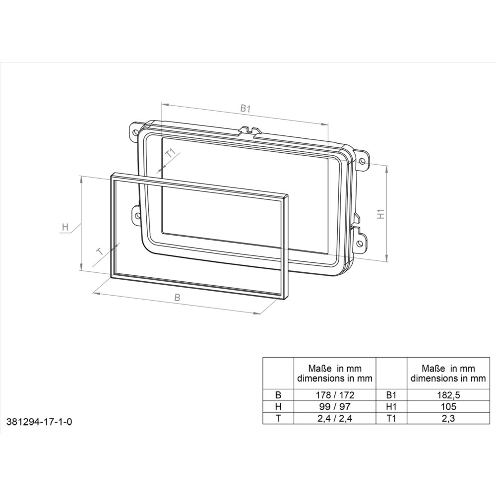 Montagerahmen 2-DIN Suzuki Jimny, piano black