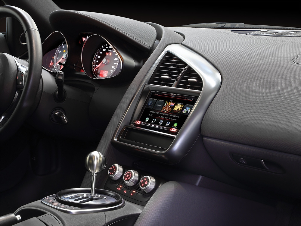 Einbaurahmen 2-DIN Audi R8, schwarz