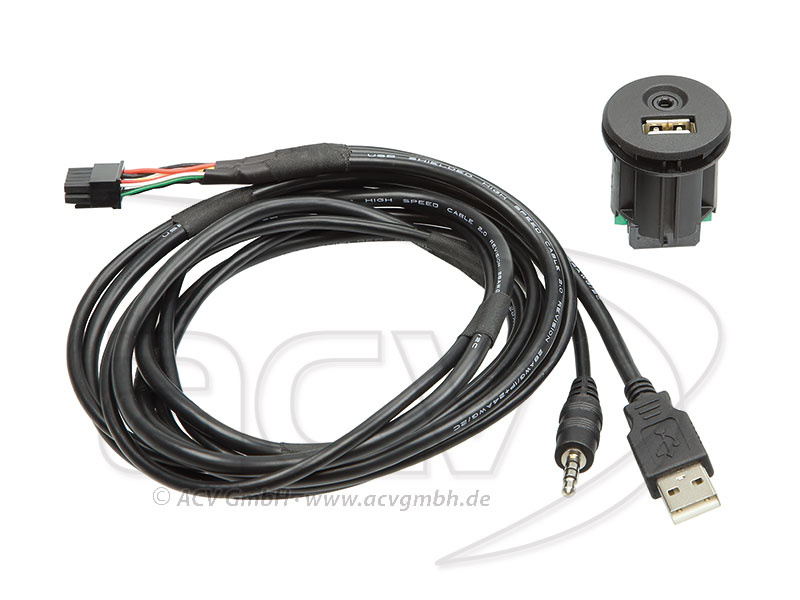 USB + AUX 3,5 mm chassiemontierter Anschluss mit 1,5 m Kabel