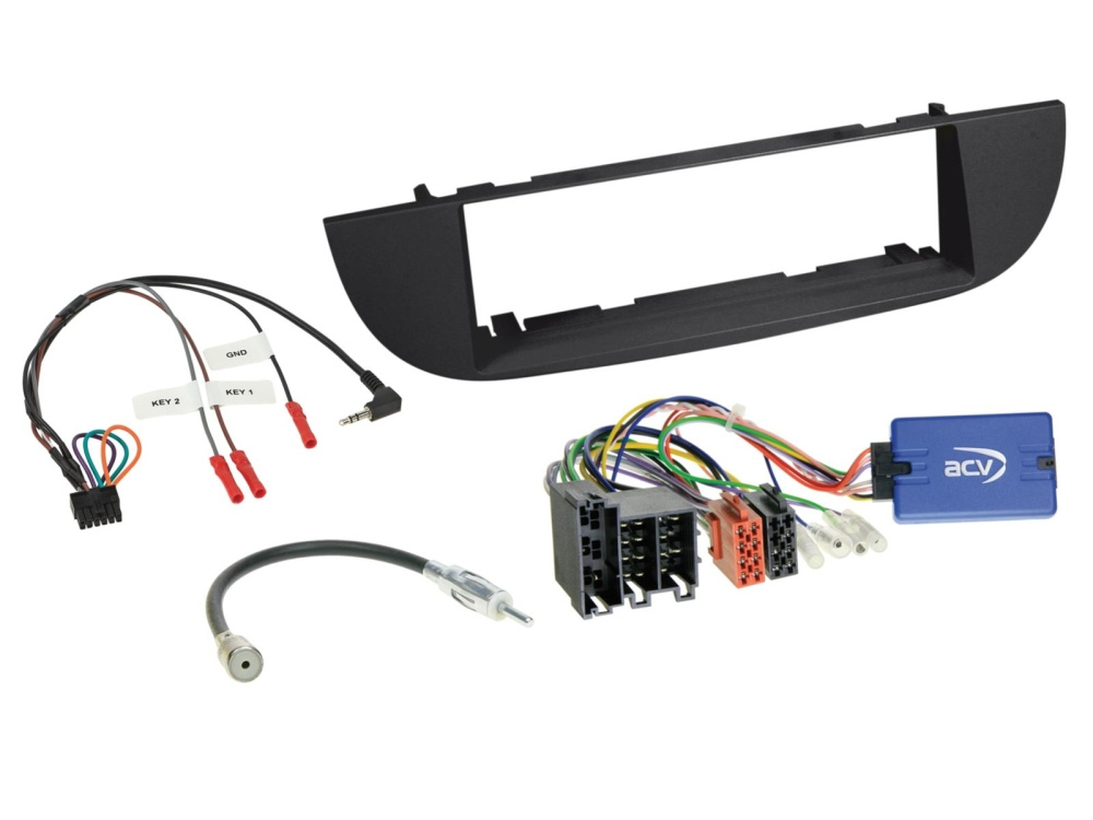 1-DIN Montageblende Fiat 500 schwarz 2007-2015