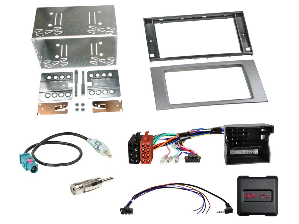 2-DIN Kit Ford silber SWC/CAN Bus/Antennaadapter