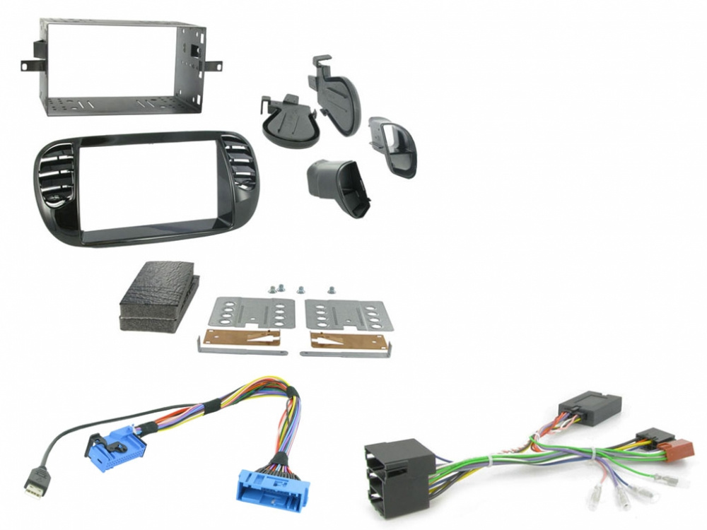 Einbauset Fiat 500 2007 - 2015 Schwarz
