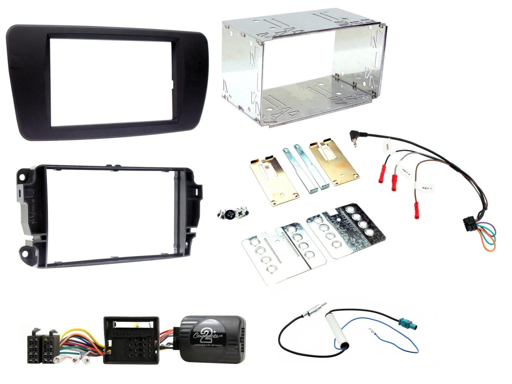 Einbaukit Seat Ibiza 2008> Schwarz, Doppel-DIN